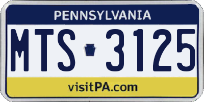 PA license plate MTS3125