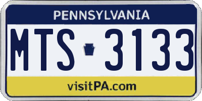 PA license plate MTS3133