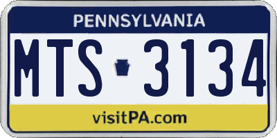 PA license plate MTS3134