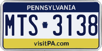 PA license plate MTS3138