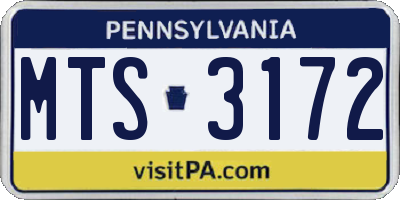 PA license plate MTS3172