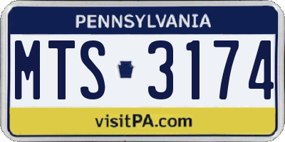 PA license plate MTS3174