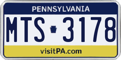 PA license plate MTS3178