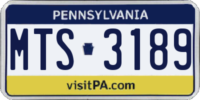 PA license plate MTS3189