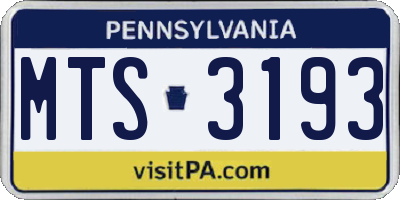 PA license plate MTS3193