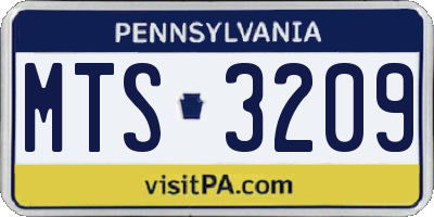 PA license plate MTS3209