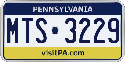 PA license plate MTS3229
