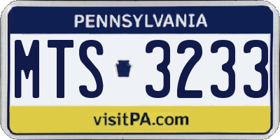 PA license plate MTS3233
