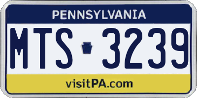 PA license plate MTS3239