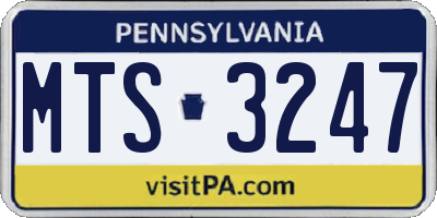 PA license plate MTS3247
