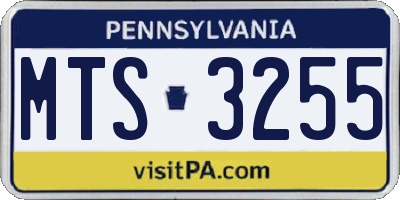 PA license plate MTS3255