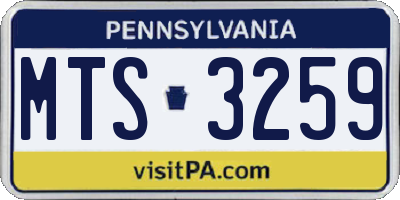 PA license plate MTS3259