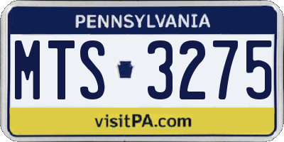 PA license plate MTS3275