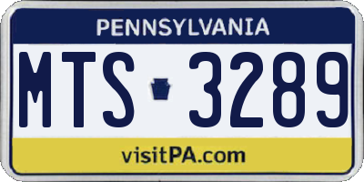 PA license plate MTS3289