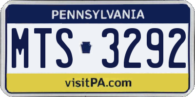PA license plate MTS3292