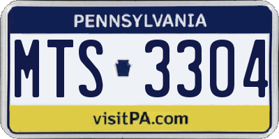 PA license plate MTS3304