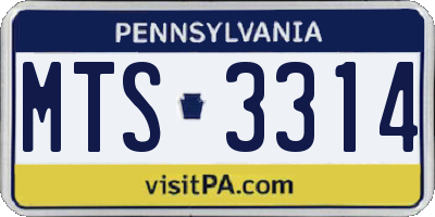 PA license plate MTS3314