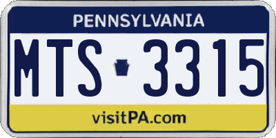 PA license plate MTS3315