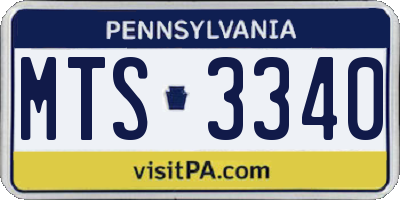 PA license plate MTS3340