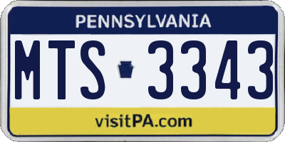 PA license plate MTS3343