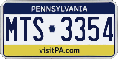 PA license plate MTS3354