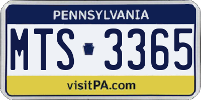 PA license plate MTS3365