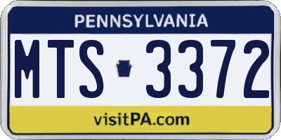 PA license plate MTS3372