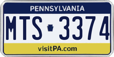 PA license plate MTS3374
