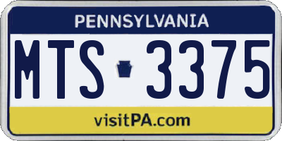 PA license plate MTS3375