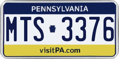 PA license plate MTS3376
