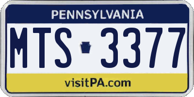PA license plate MTS3377