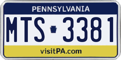 PA license plate MTS3381