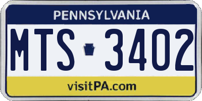 PA license plate MTS3402