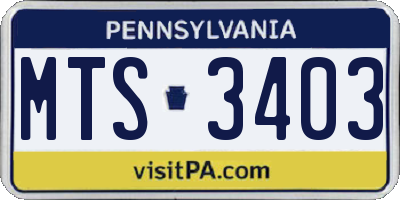 PA license plate MTS3403