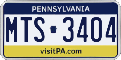 PA license plate MTS3404