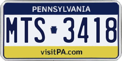 PA license plate MTS3418