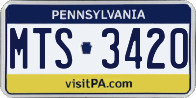 PA license plate MTS3420