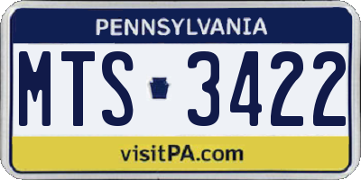 PA license plate MTS3422