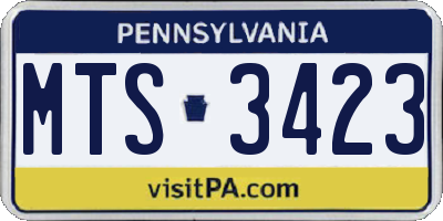 PA license plate MTS3423
