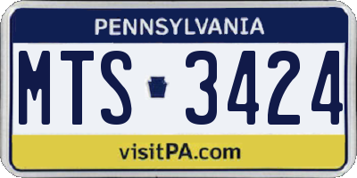 PA license plate MTS3424