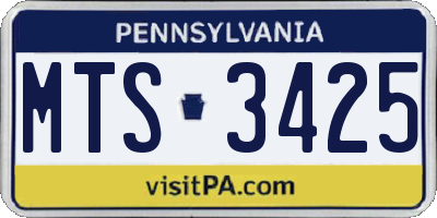 PA license plate MTS3425