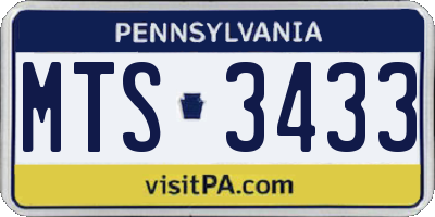 PA license plate MTS3433