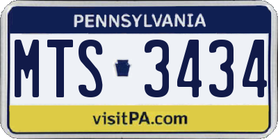 PA license plate MTS3434