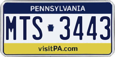 PA license plate MTS3443