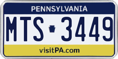PA license plate MTS3449