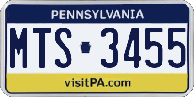 PA license plate MTS3455