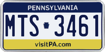 PA license plate MTS3461