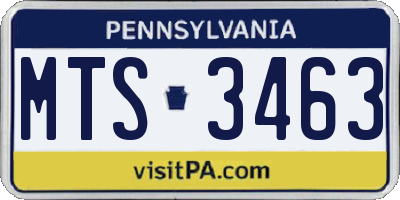 PA license plate MTS3463
