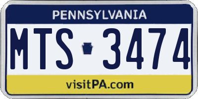 PA license plate MTS3474