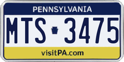 PA license plate MTS3475